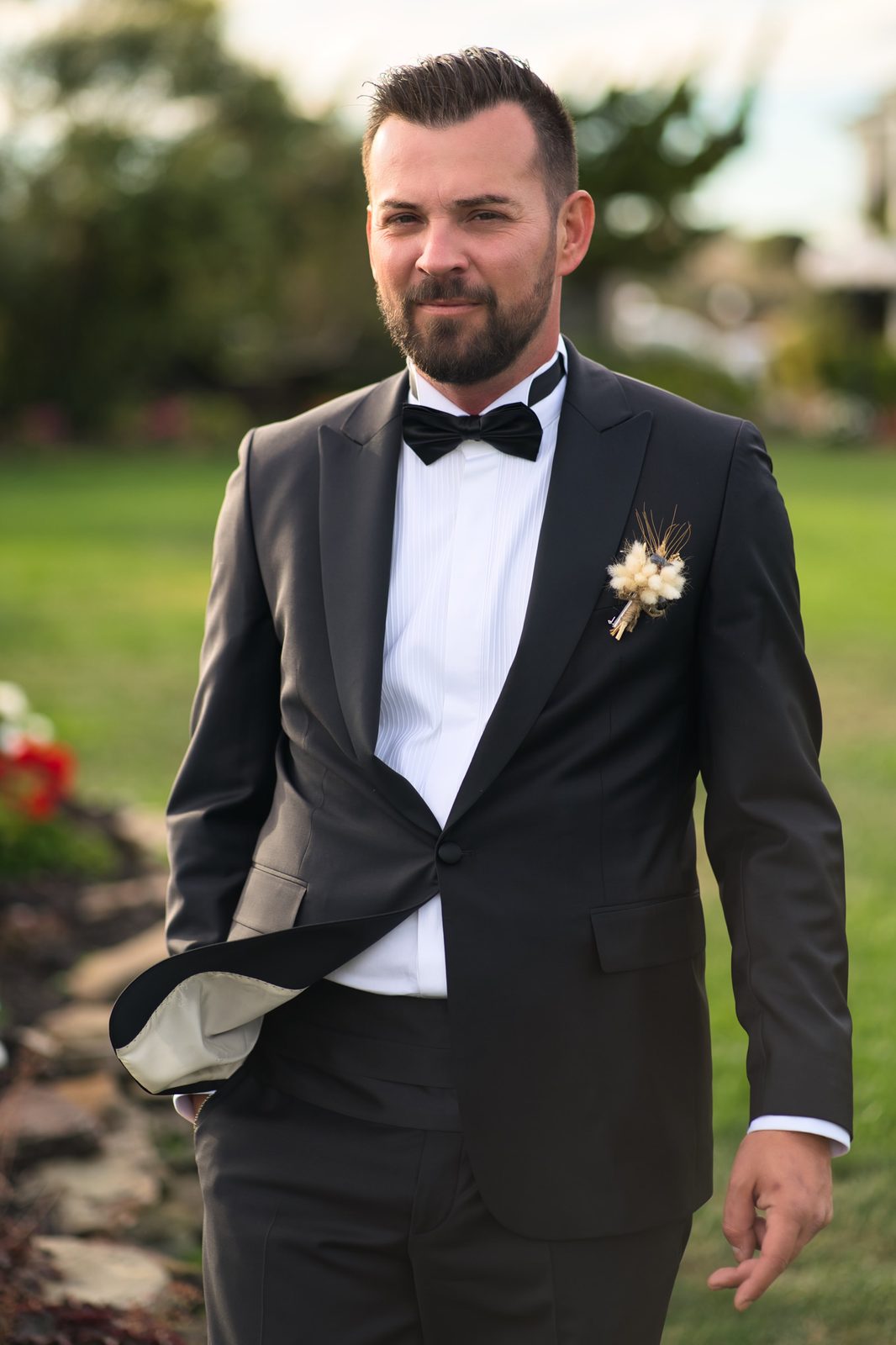 Groom portrait in a tuxedo